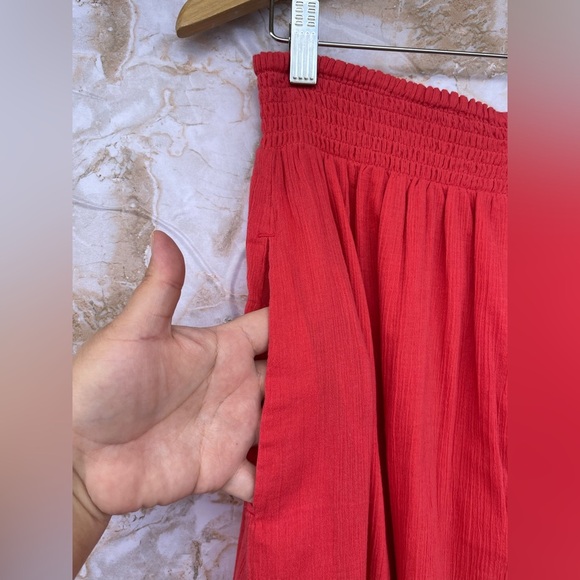 Mille resort and travel coral smocked waist button front midi skirt size medium - Picture 6 of 11